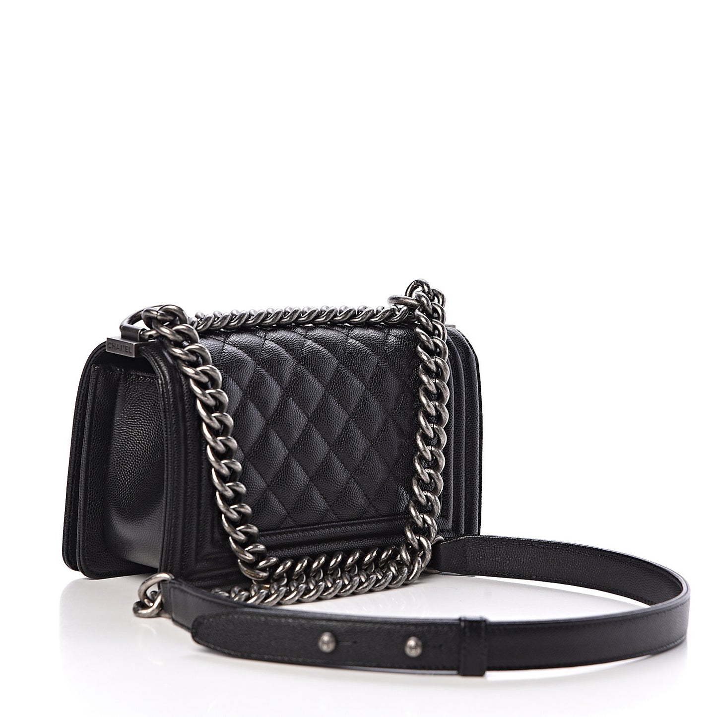 Caviar Quilted Small Boy Flap Black
