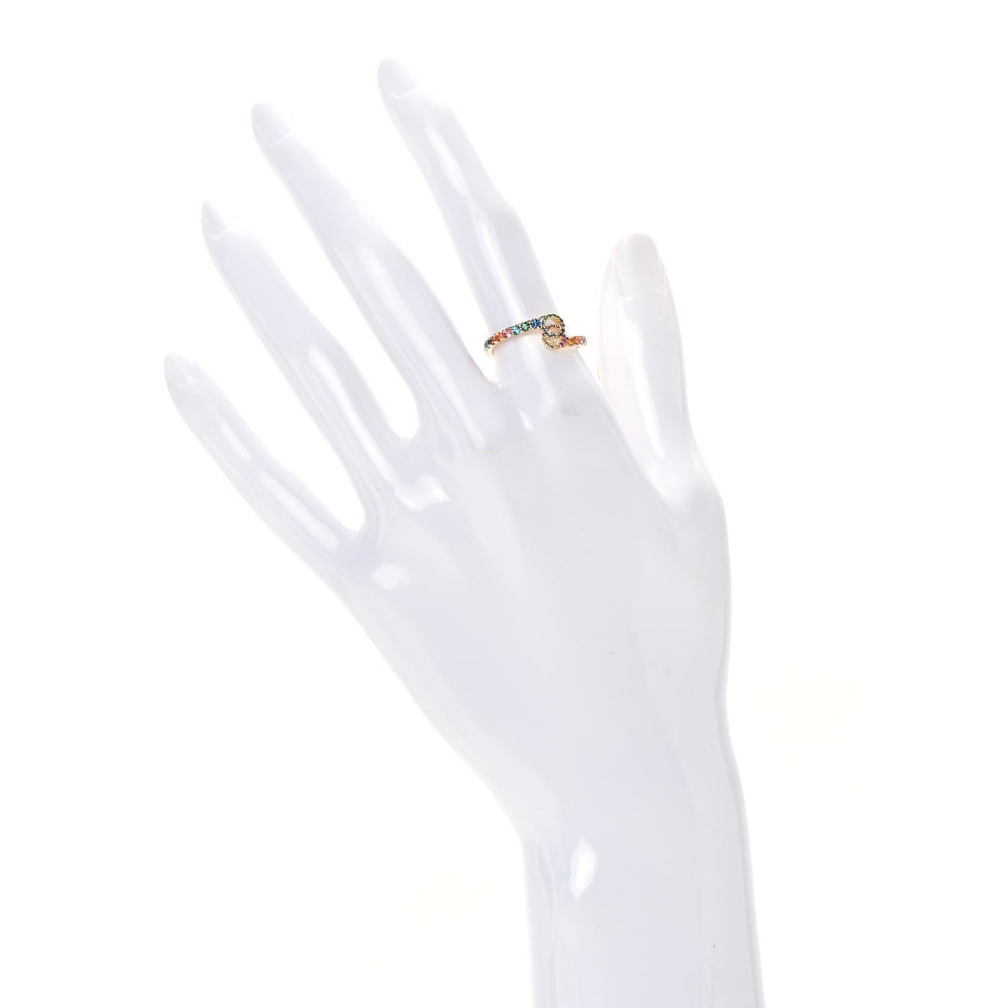 18K Yellow Gold Mixed Gemstone Running GG Ring 54 6.75