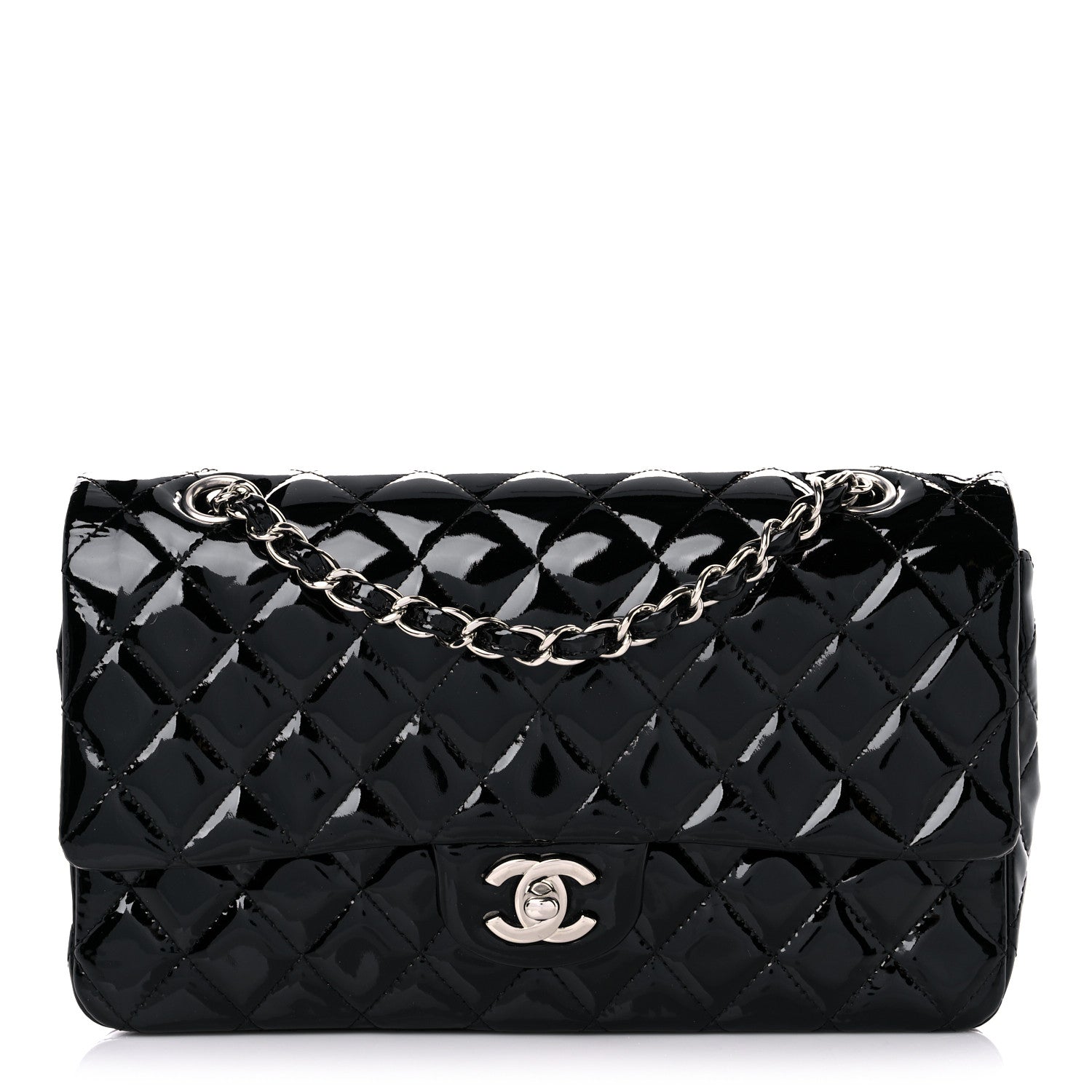 Chanel Patent Quilted Medium Double Flap Black 1 of 9