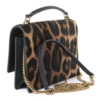 Saint Laurent Pony Hair Monogram Leopard Print Sunset Chain Wallet 2 of 8