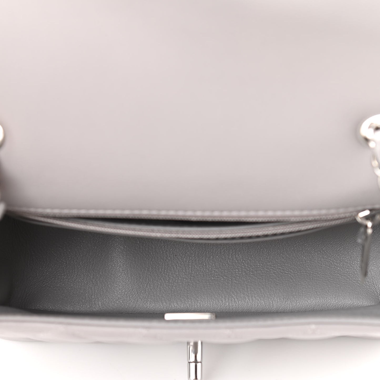 Lambskin Quilted Mini Rectangular Flap Grey