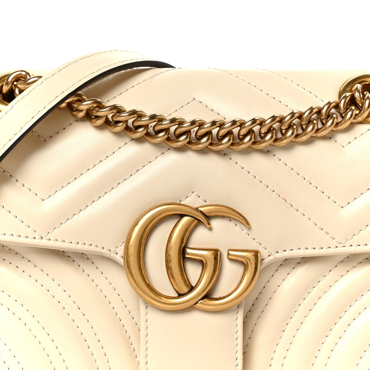 Gucci Calfskin Matelasse Mini GG Marmont Shoulder Bag White 9 of 12