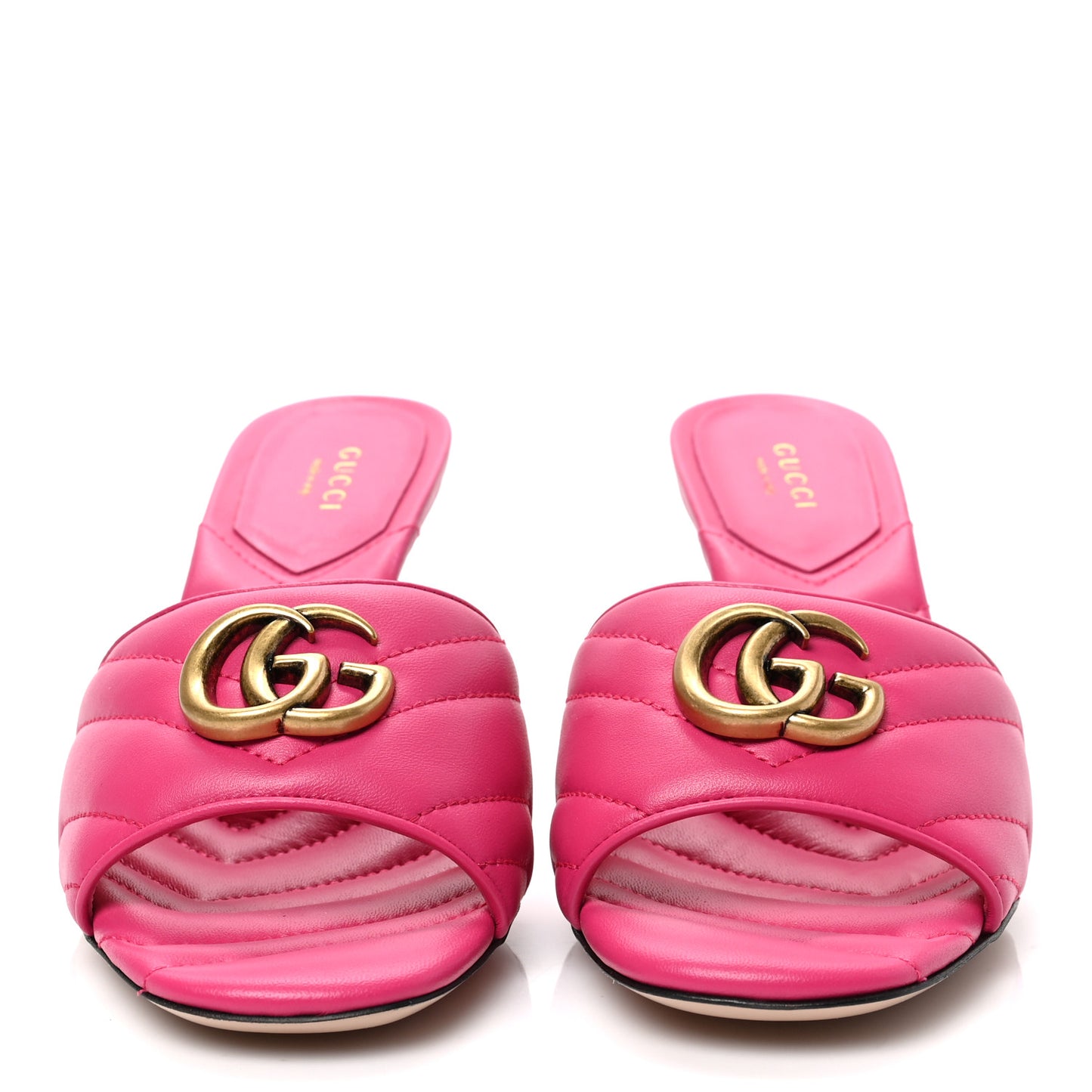 Nappa Matelasse GG Marmont 75mm Slide Sandals 38 Box Pink