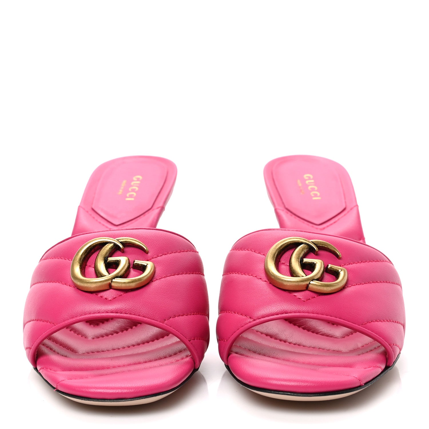 Gucci Nappa Matelasse GG Marmont 75mm Slide Sandals 38 Box Pink 2 of 8