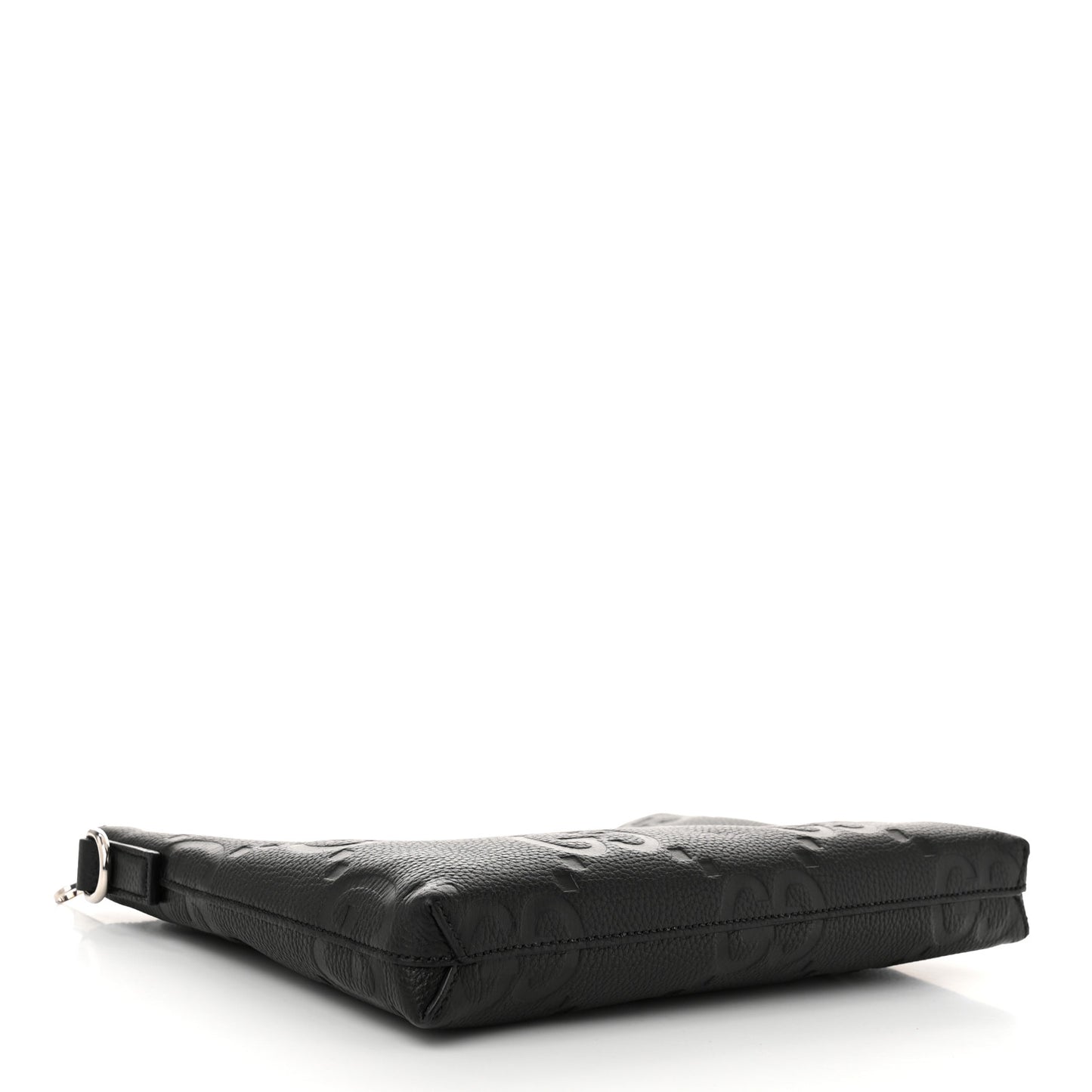 Piuma Calfskin Jumbo GG Embossed Medium Wristlet Messenger Bag Black