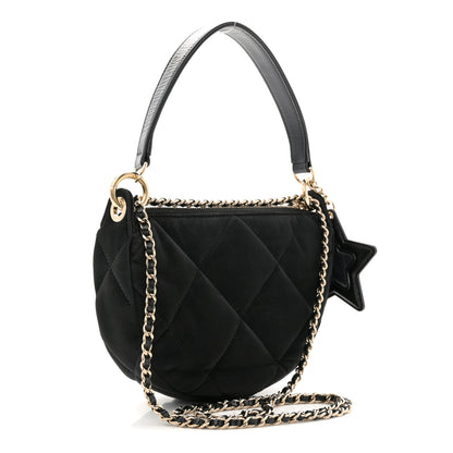 Chanel Velvet Effect Nylon Shiny Crumpled Calfskin Coco Neige Quilted Clutch With Chain Black 3 of 11