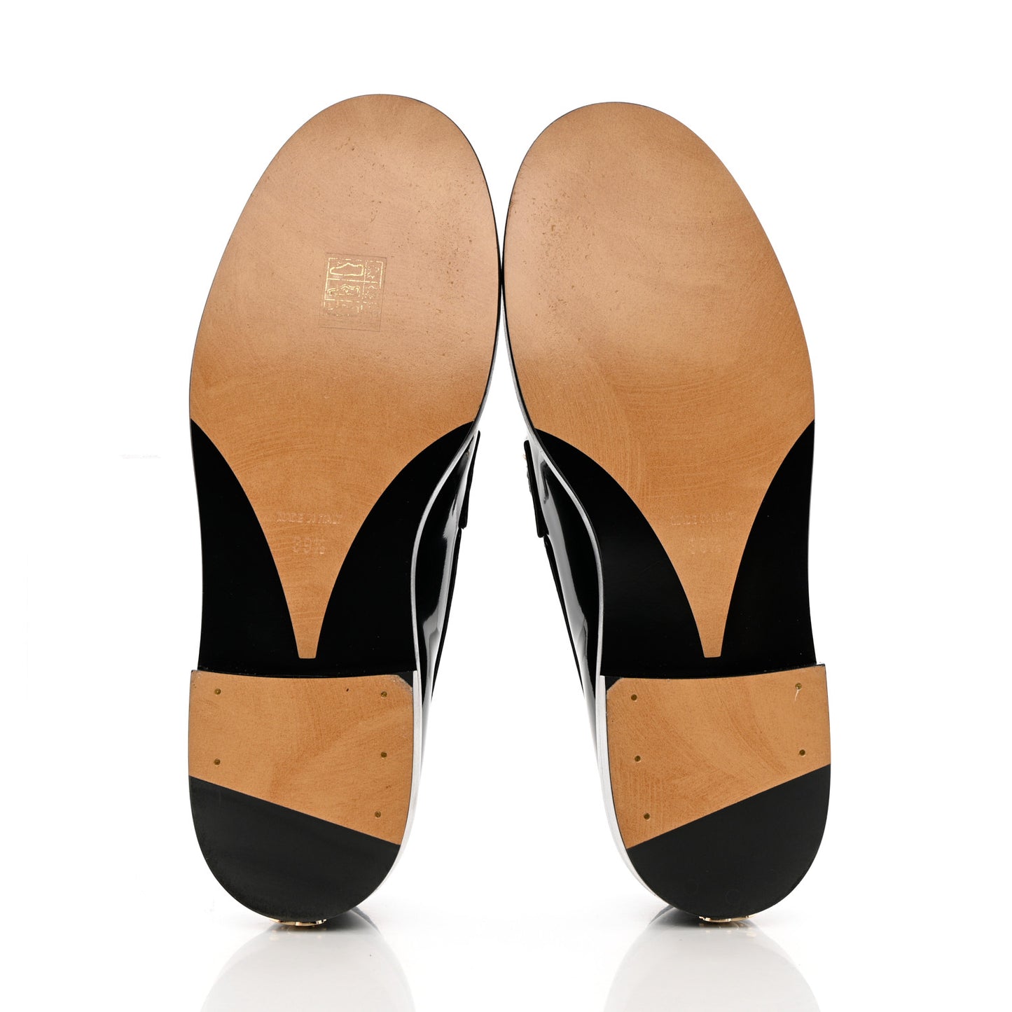 Shiny Calfskin Logo Loafers 39.5 Black