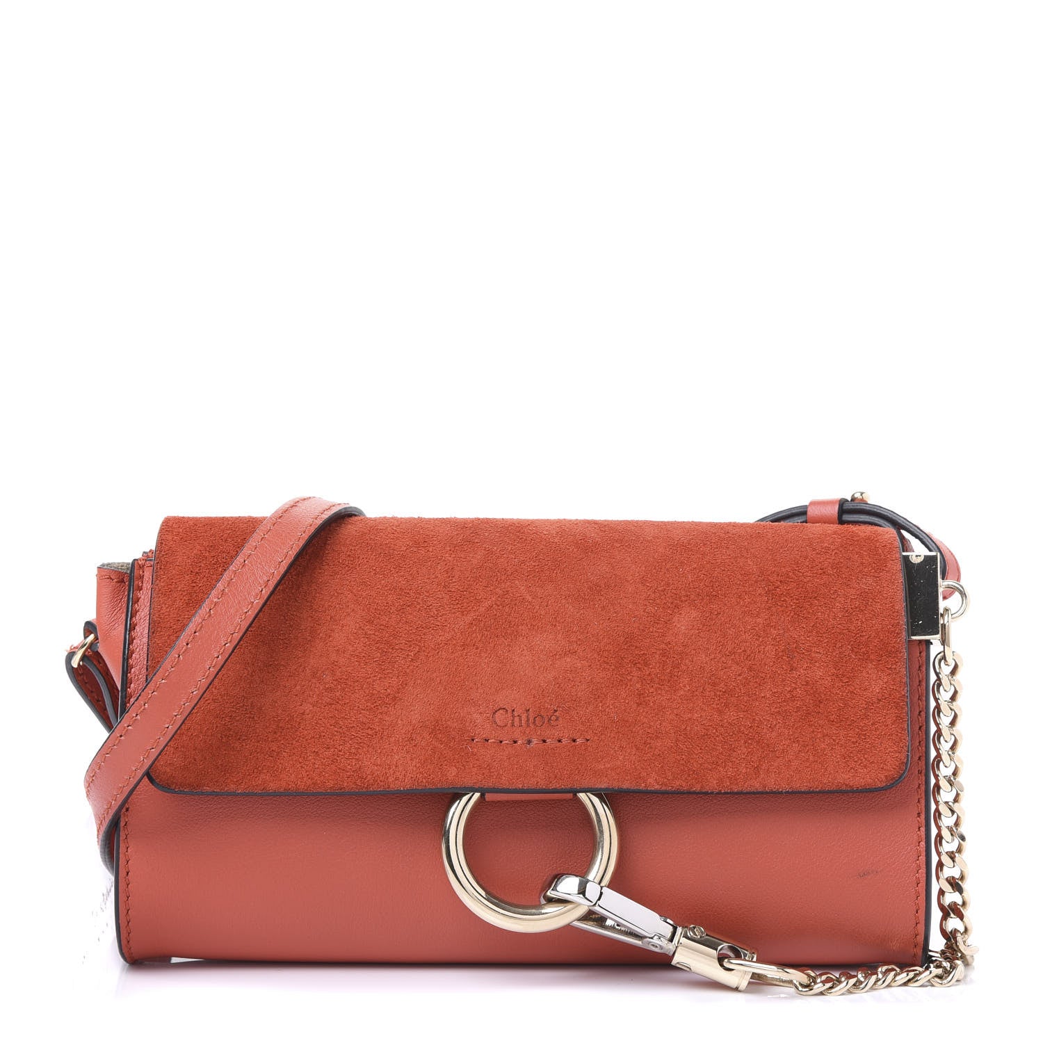 Chloe Suede Calfskin Mini Faye Shoulder Bag Plaid Red 1 of 10