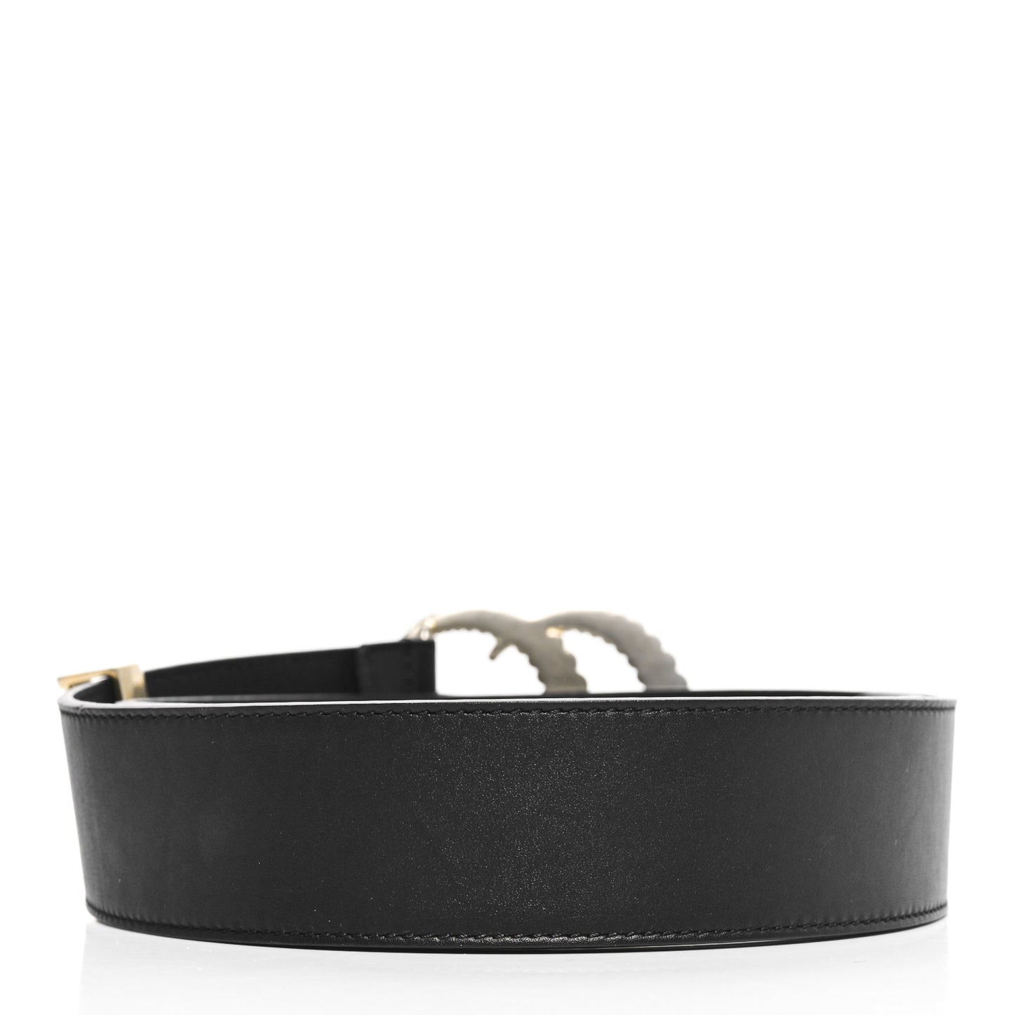 Moon Calfskin Torchon Double G 25mm Belt 80 32 Black