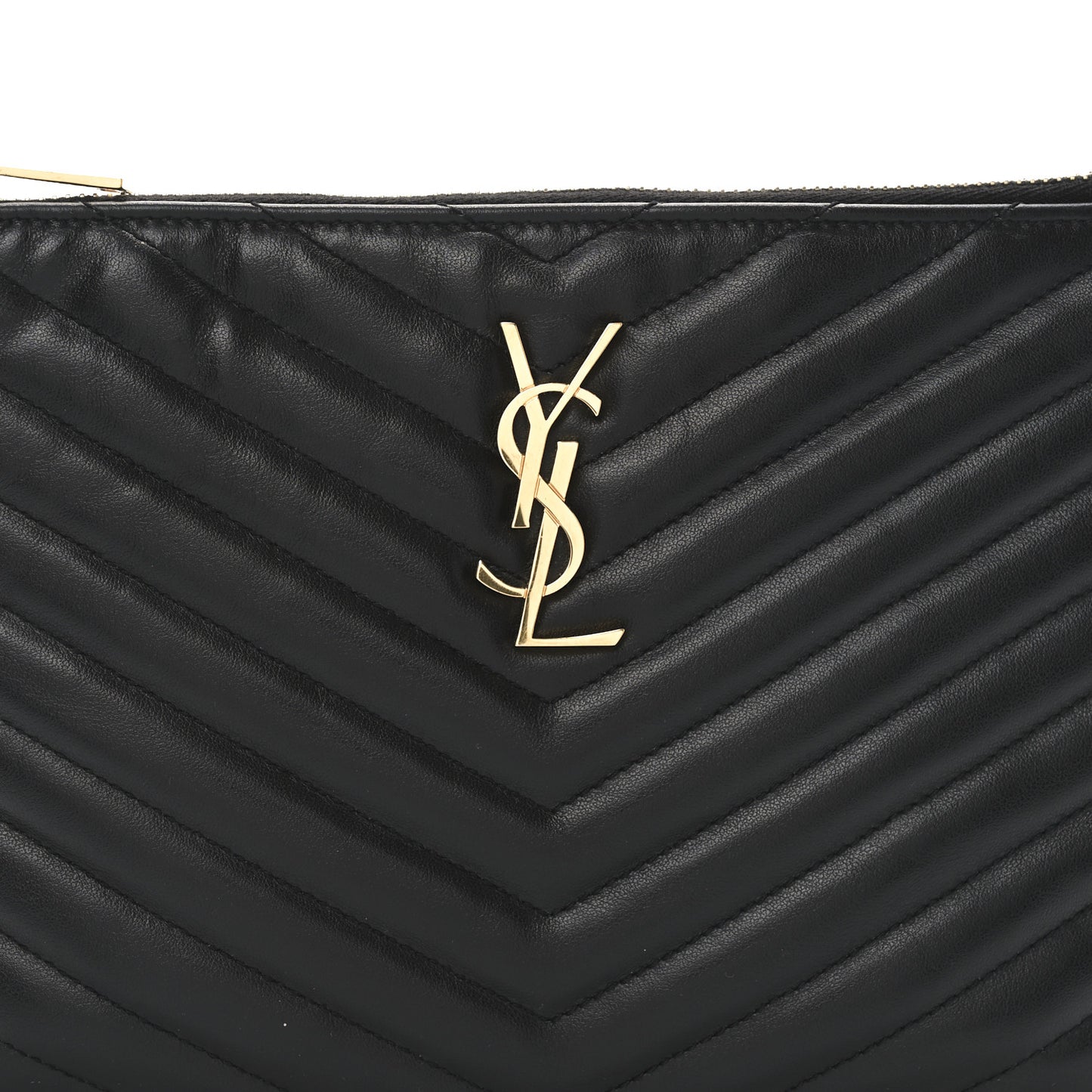 Calfskin Matelasse Chevron Monogram A5 Wristlet Black