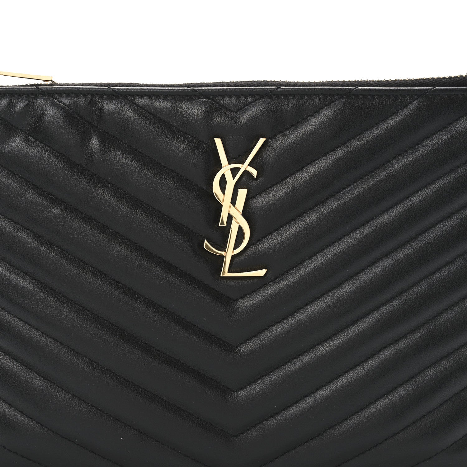 Saint Laurent Calfskin Matelasse Chevron Monogram A5 Wristlet Black 8 of 10
