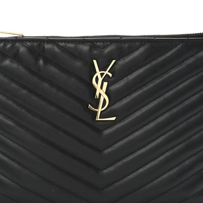 Saint Laurent Calfskin Matelasse Chevron Monogram A5 Wristlet Black 8 of 10