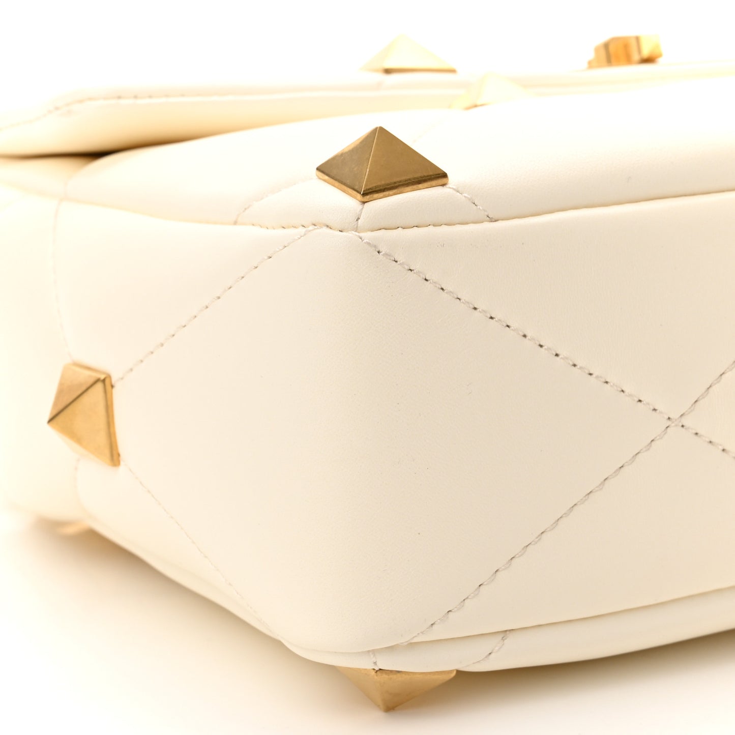 Nappa Large Roman Stud Shoulder Bag Ivory