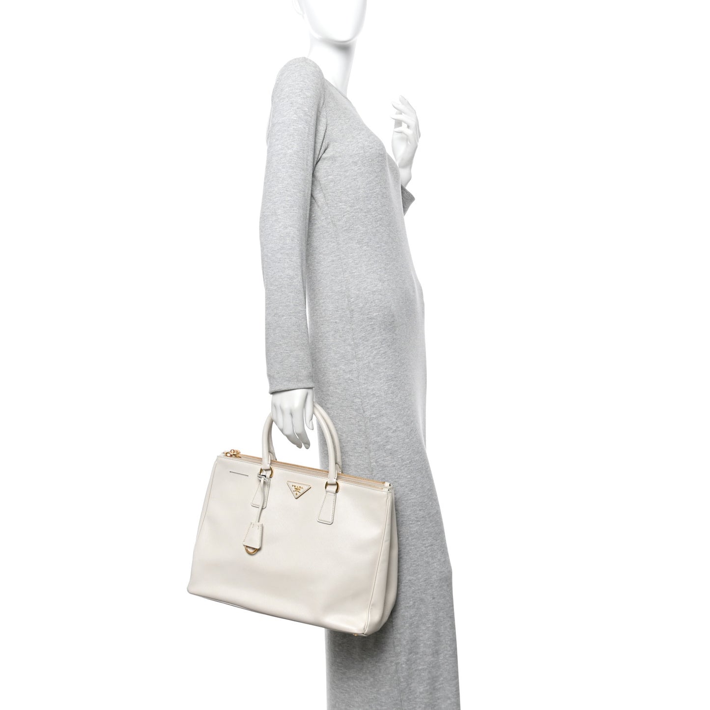Saffiano Lux Large Galleria Double Zip Talco