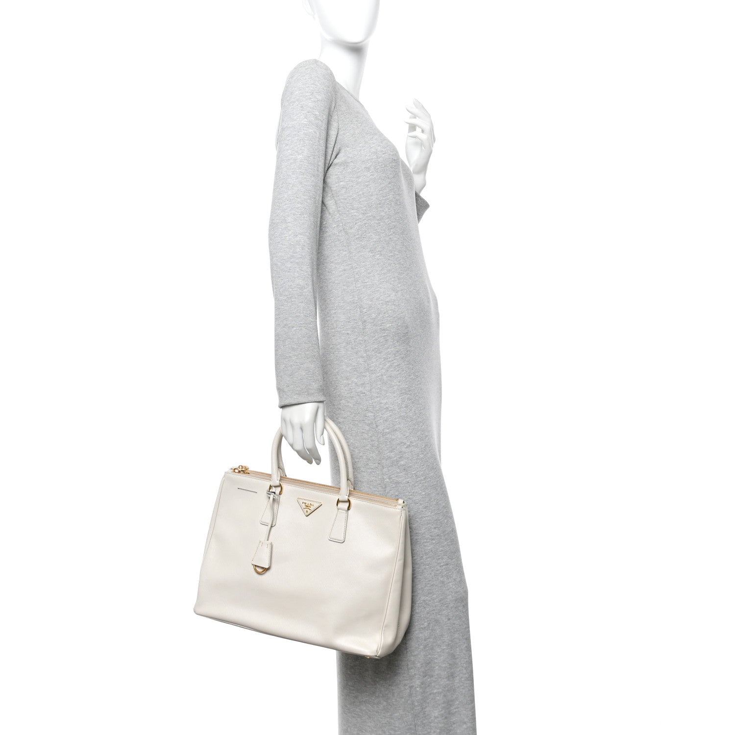 Prada Saffiano Lux Large Galleria Double Zip Talco 2 of 17