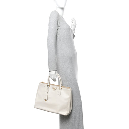 Prada Saffiano Lux Large Galleria Double Zip Talco 2 of 17