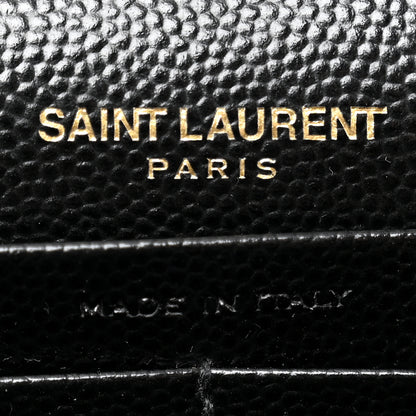Saint Laurent Grain De Poudre Matelasse Chevron Monogram Chain Wallet Black 6 of 10