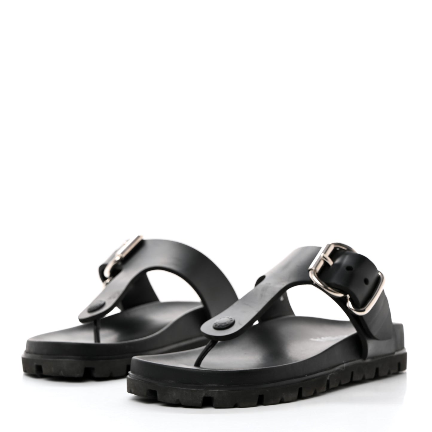 EVA Rubber Buckled Lug Sole 20mm Thong Sandals 37 Black