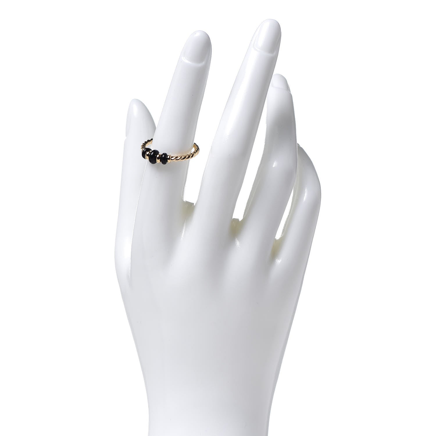 David Yurman 18K Yellow Gold Black Onyx Rio Rondelle Ring 54 6.75 2 of 5
