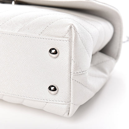 Chanel Iridescent Caviar Chevron Quilted Mini Coco Handle Flap White 10 of 10