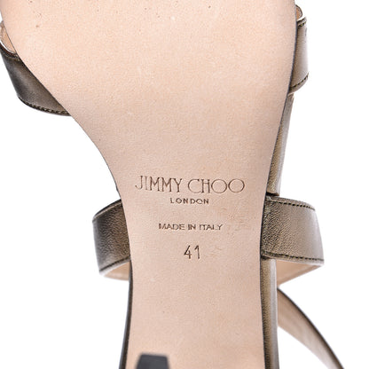 Jimmy Choo Metallic Nappa Lottie Sandals 41 Dark Gold 7 of 11