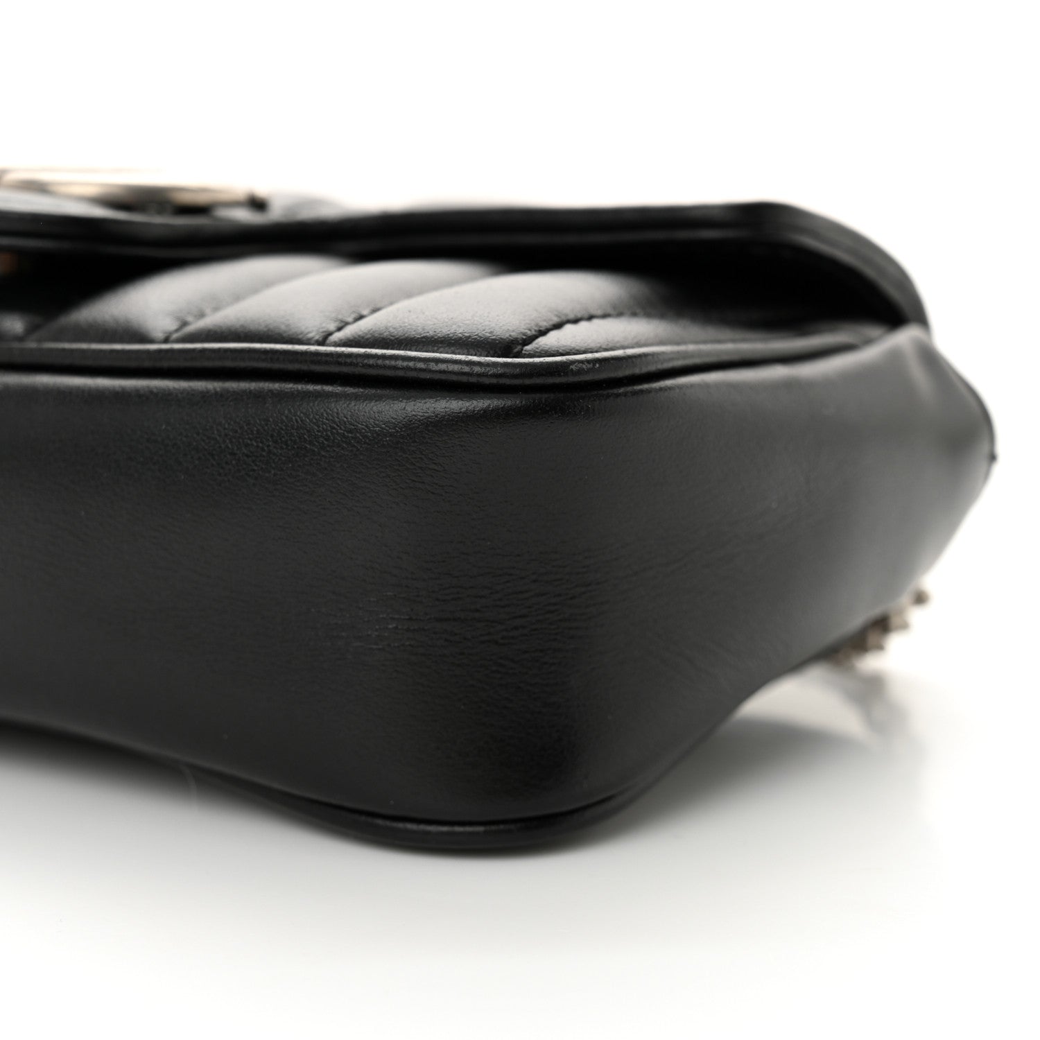 Gucci Calfskin Matelasse Aria Super Mini GG Marmont Shoulder Bag Black 10 of 13