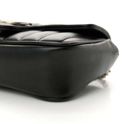 Gucci Calfskin Matelasse Aria Super Mini GG Marmont Shoulder Bag Black 10 of 13