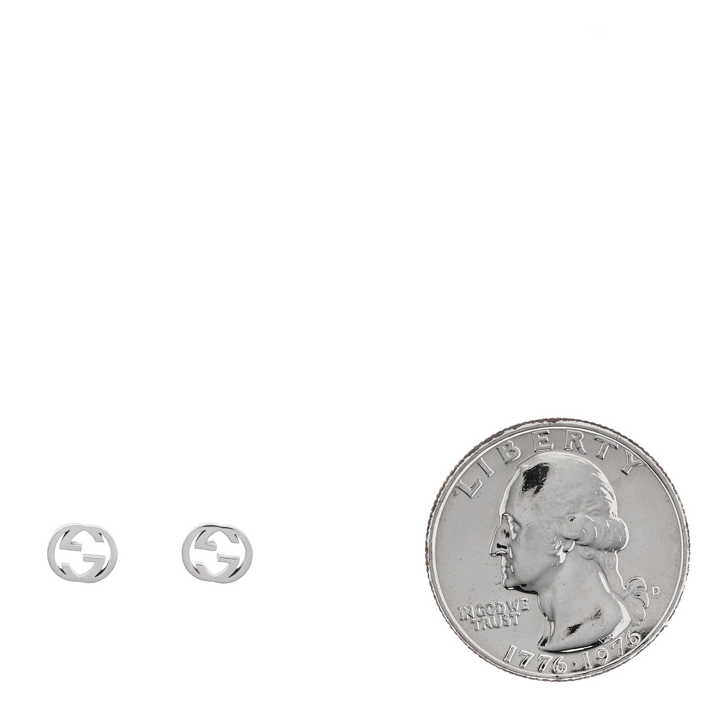 Gucci 18K White Gold Interlocking G Stud Earrings 2 of 6