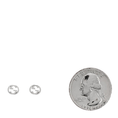 Gucci 18K White Gold Interlocking G Stud Earrings 2 of 6