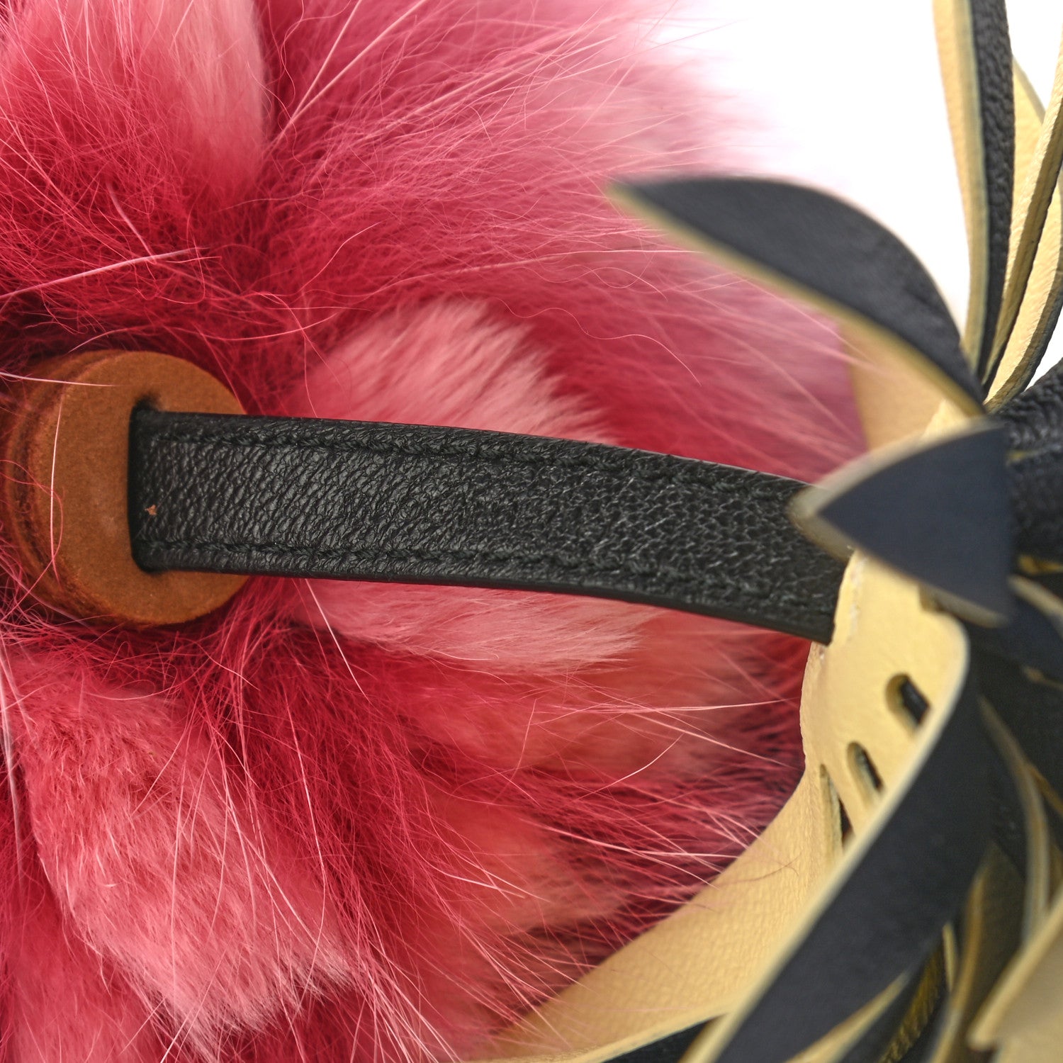 Fendi Fox Rabbit Fur Nappa Pineapple Bag Charm Rosa Scuro Banana Multicolor 3 of 4