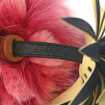 Fendi Fox Rabbit Fur Nappa Pineapple Bag Charm Rosa Scuro Banana Multicolor 3 of 4