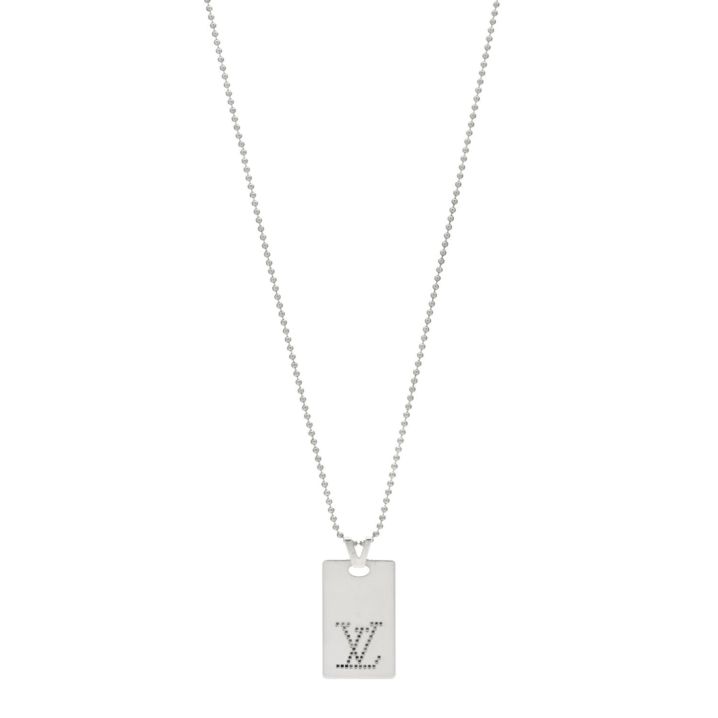 Sterling Silver LV Dog Tag Necklace