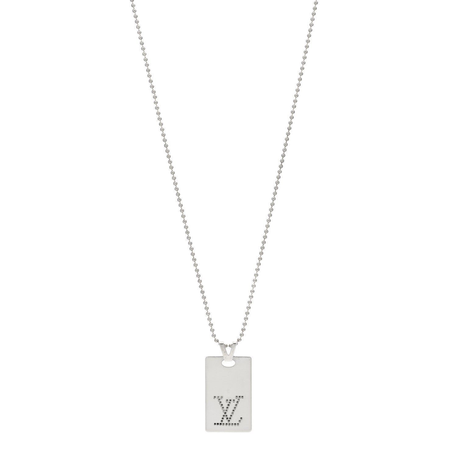 Louis Vuitton Sterling Silver LV Dog Tag Necklace 1 of 4