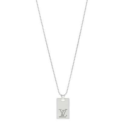 Louis Vuitton Sterling Silver LV Dog Tag Necklace 1 of 4