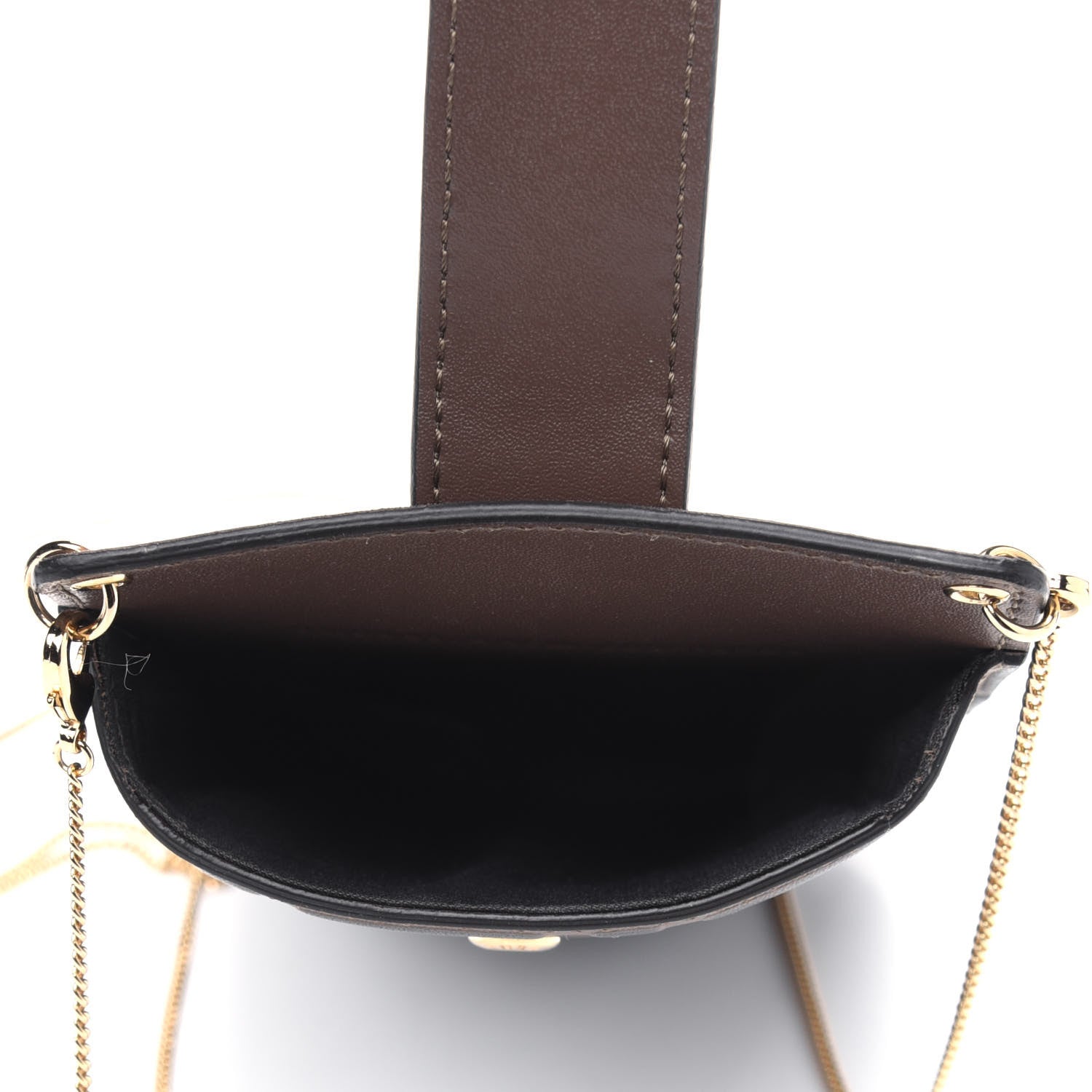 Fendi Vitello Soft F is Fendi Bi-Color FF 1974 Embossed Phone Pouch Maya Black 4 of 4