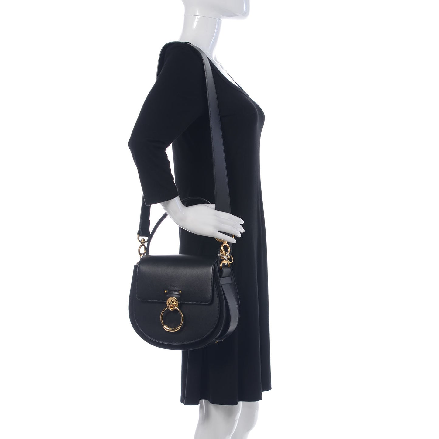 Calfskin Suede Large Tess Bag Black