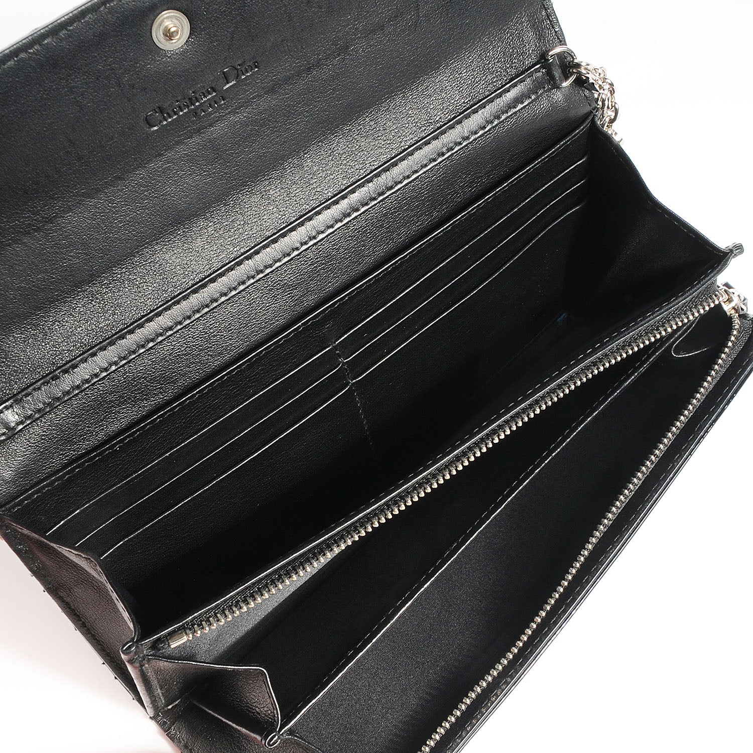 Christian Dior Patent Cannage Rendez-vous Chain Wallet Black 5 of 9