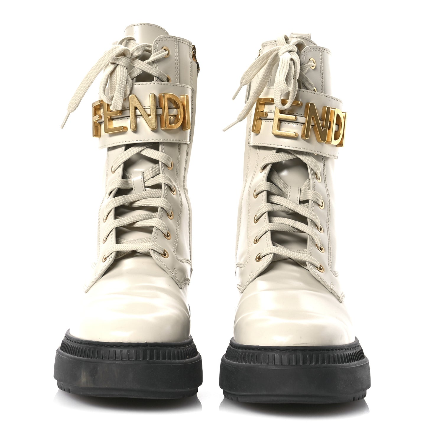 Vitello Abrasivato Fendigraphy 50mm Biker Boots 40.5 White