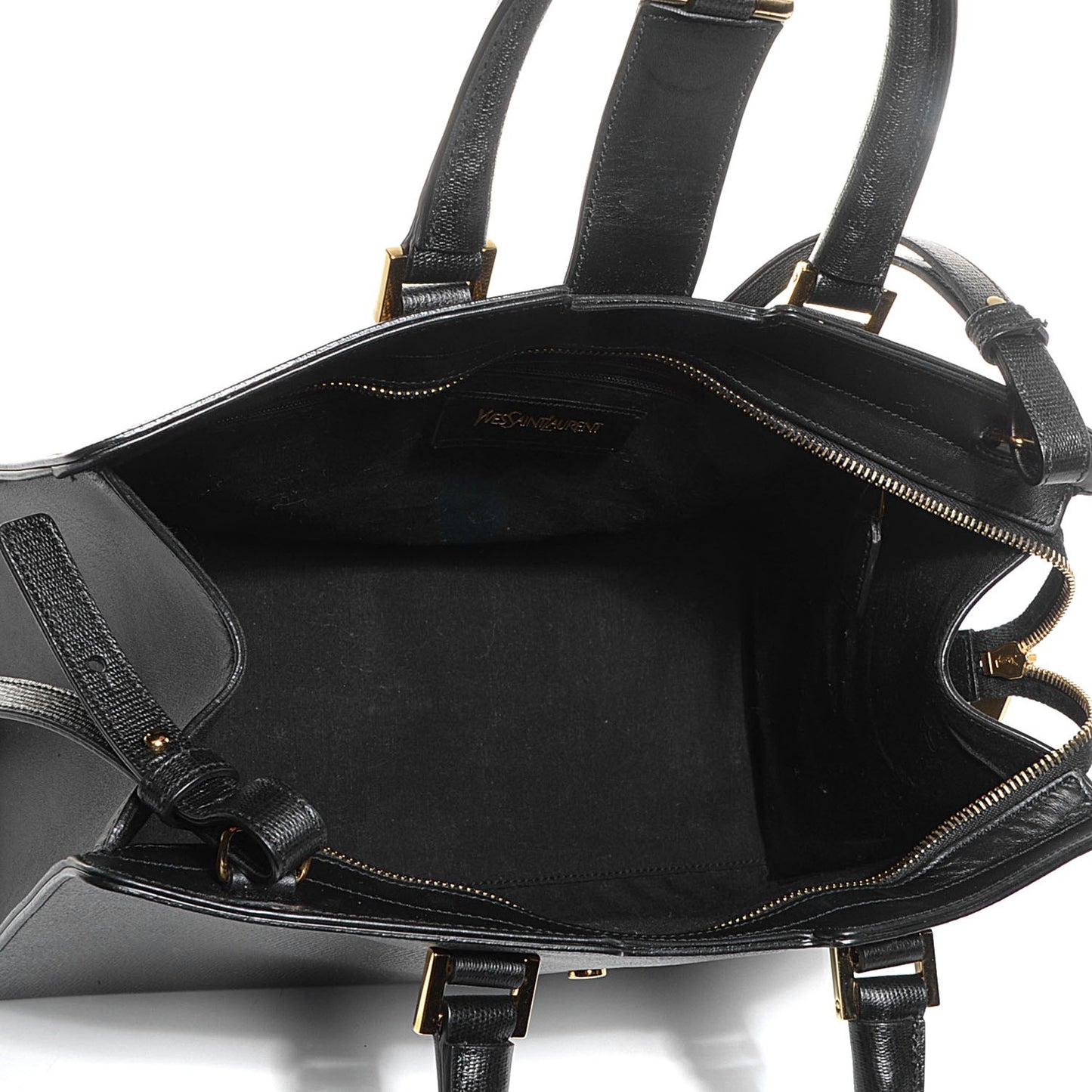 Textured Leather Classic Small Cabas Y Bag Black