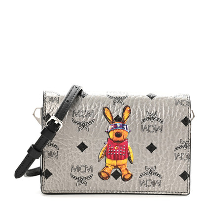 MCM Metallic Visetos Mini Rabbit Crossbody Bag Silver 1 of 9
