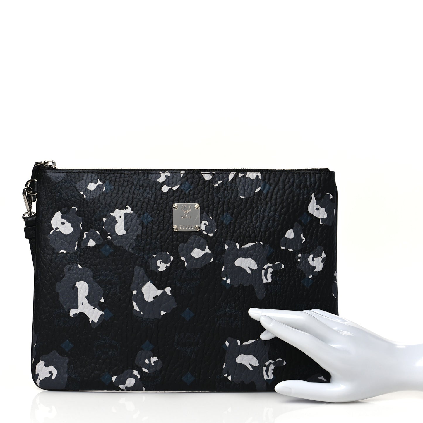 Visetos Floral Leopard Wristlet Zip Pouch Black