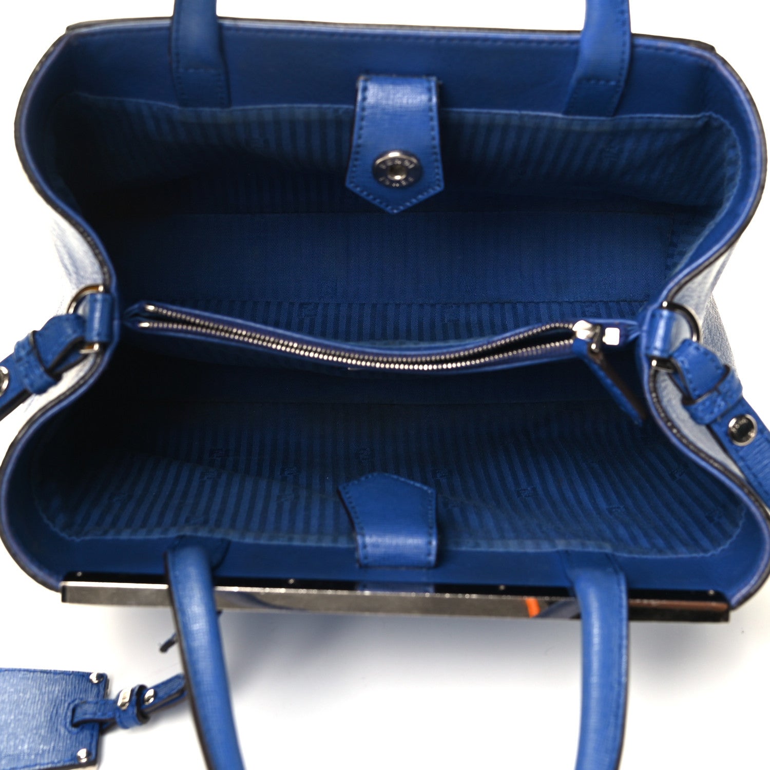 Fendi Vitello Elite Petite 2Jours Tote Blue Neon 4 of 4