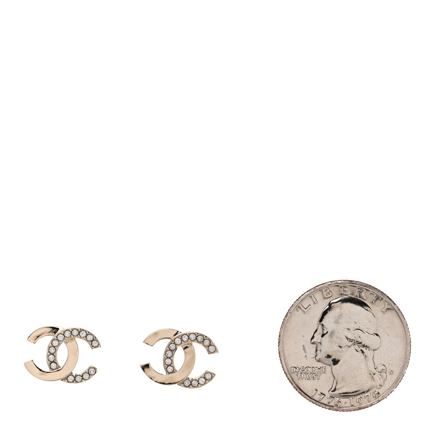 Chanel Metal Crystal CC Earrings Gold 2 of 5
