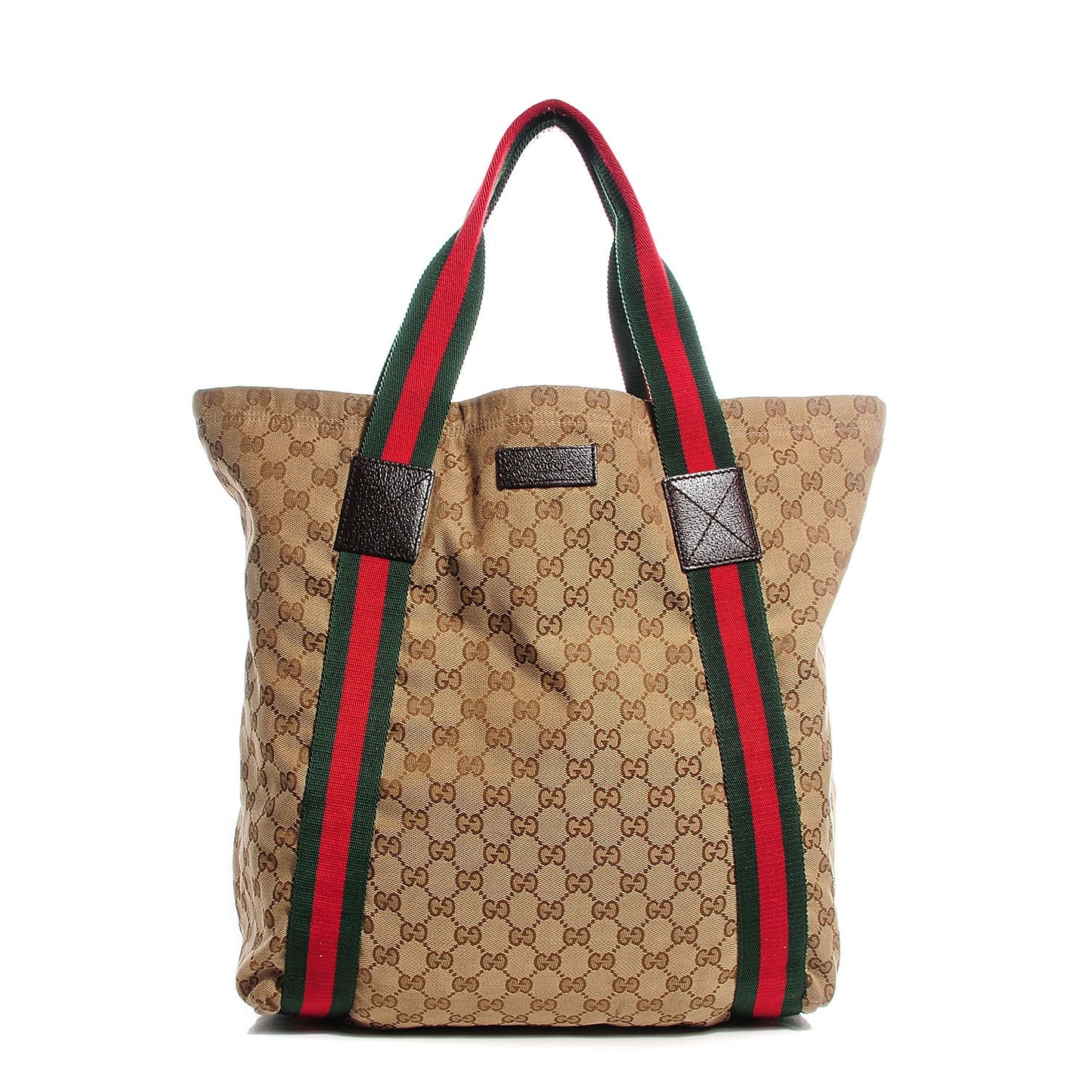 GG Monogram Medium Web Handle Vertical Tote Bag Dark Brown