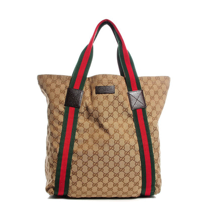 Gucci GG Monogram Medium Web Handle Vertical Tote Bag Dark Brown 1 of 8
