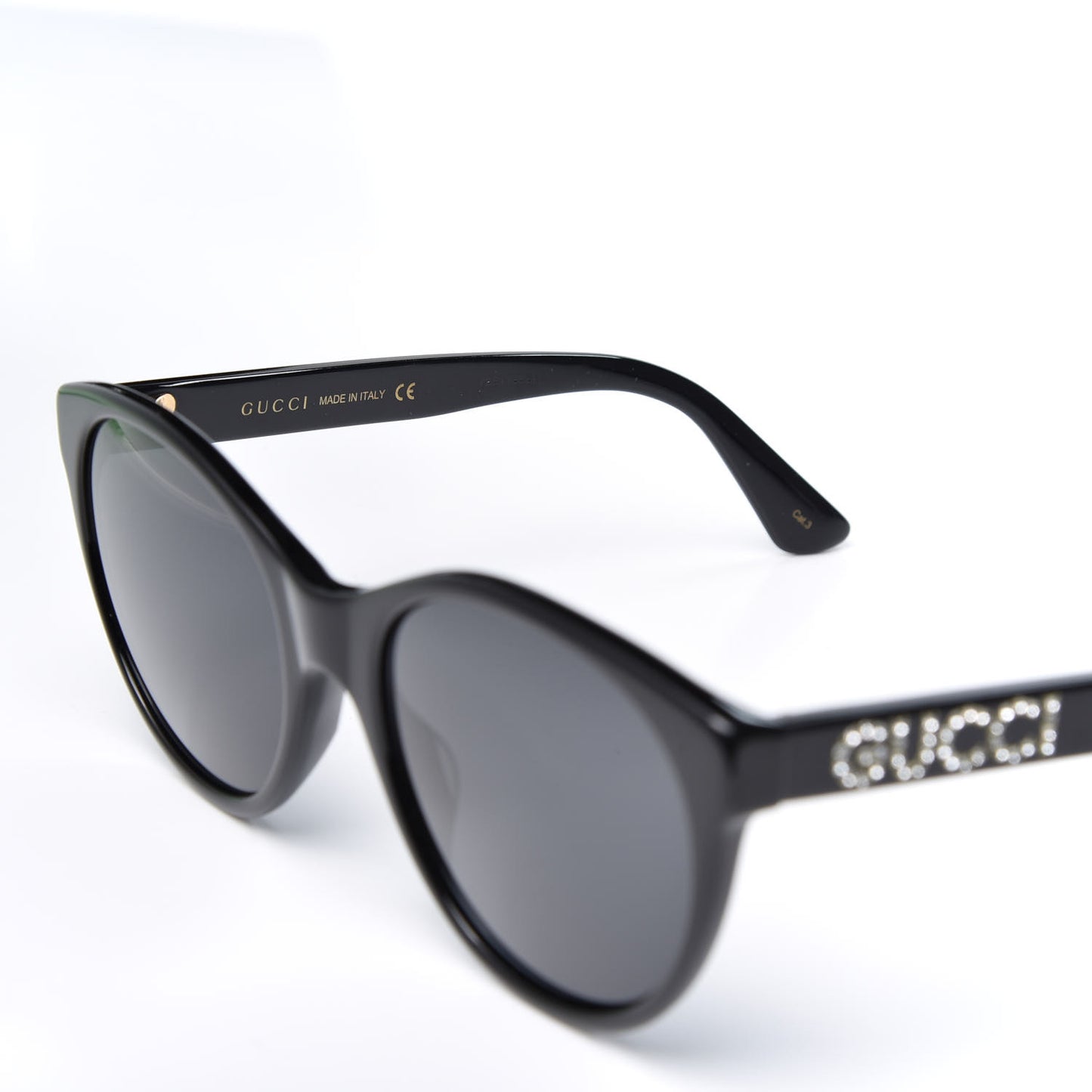 Round Frame Crystal Sunglasses GG 0419S Black