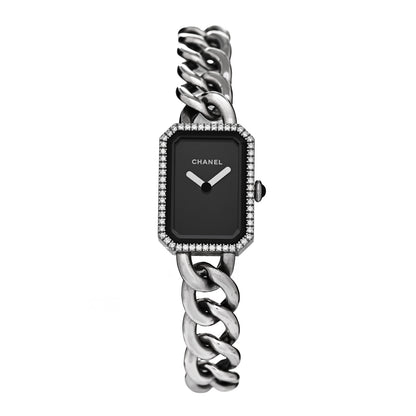 Chanel Stainless Steel Diamond Bezel 20mm Chain Premiere Quartz Watch Black 1 of 4