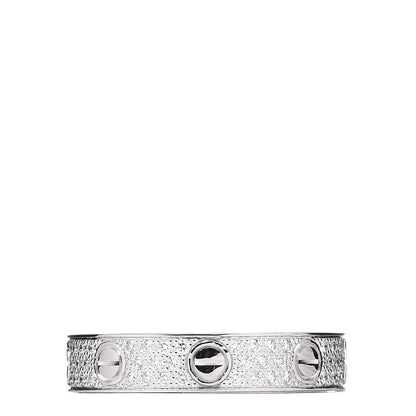 Cartier 18K White Gold Diamond 4mm LOVE Wedding Paved Band Ring 51 5.75 1 of 5