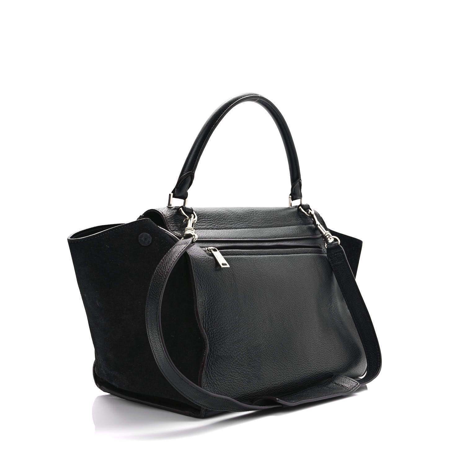 Celine Drummed Calfskin Suede Medium Trapeze Black 3 of 12