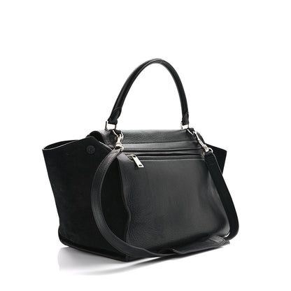 Celine Drummed Calfskin Suede Medium Trapeze Black 3 of 12